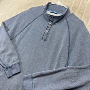 Tommy Bahama Cedar Springs snap mock Men’s Blue Turkish Sea Sweatshirt Sz L